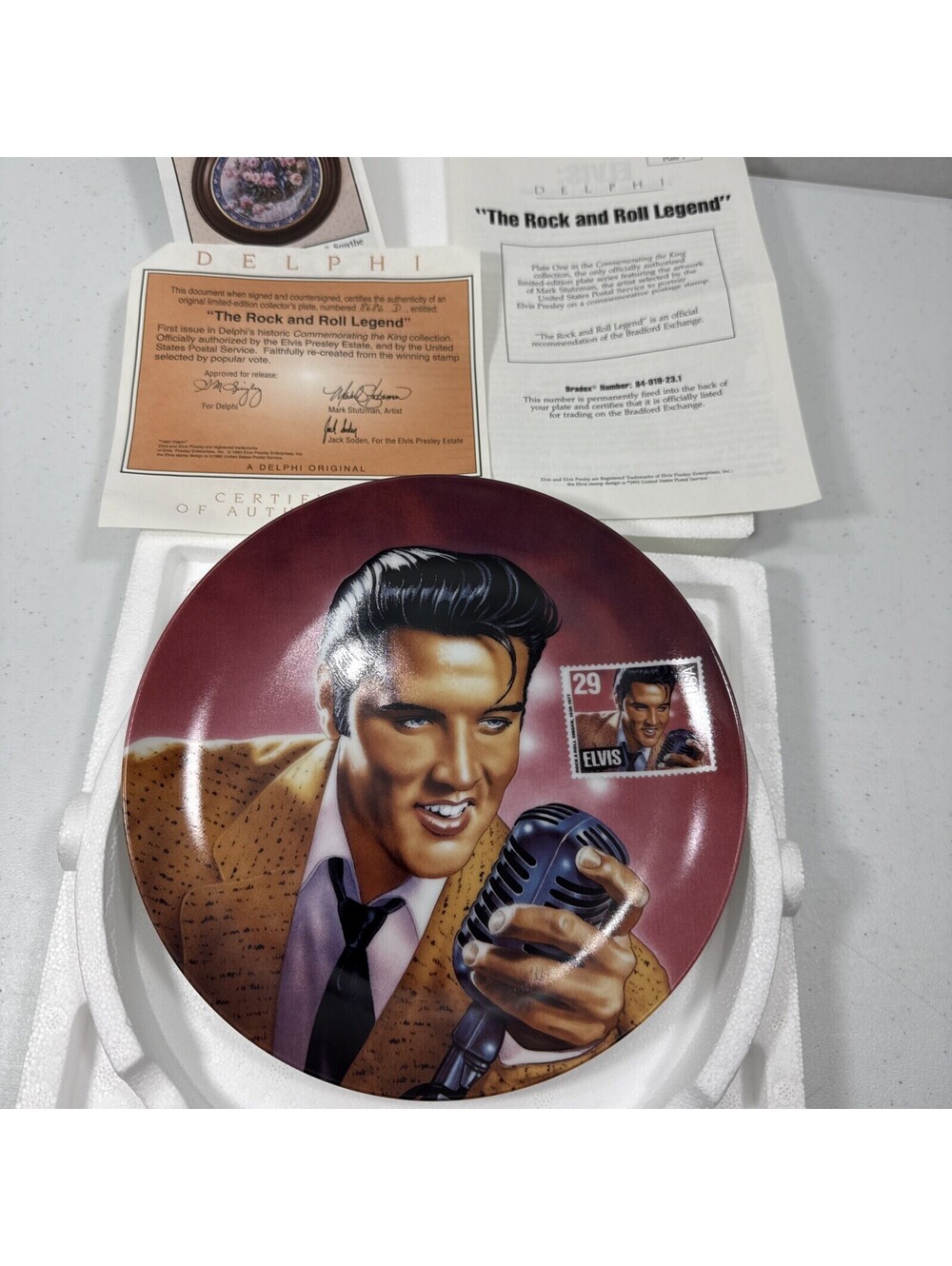 Vintage Elvis Presley "The Rock And Roll Legend" Delphi Collector Plate 1993 COA